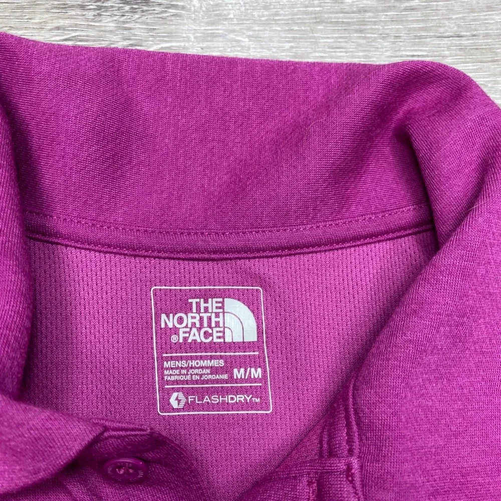 The North Face Polo Shirt Mens Medium Purple FlashDry Short Sleeve Hiking Casual